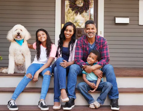 Family on porch